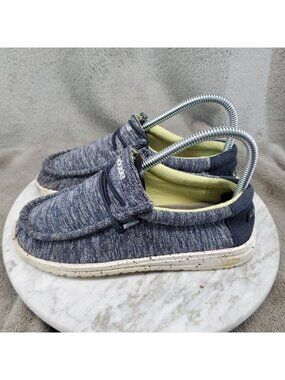 Hey Dude Shoes Boys Size 3 Navy Blue Speckle Wally Youth Sneakers *Read*